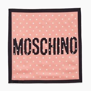 Moschino pink black polka dot silk scarf